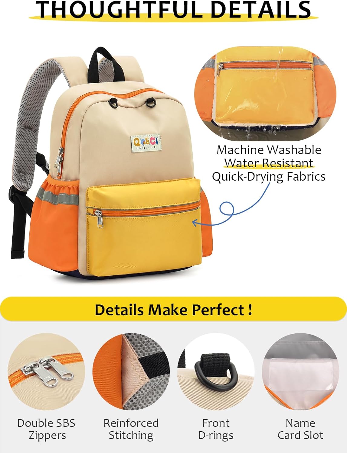 Toddler Backpack for Boys Girls 2-5, Kids Preschool Backpack, 13inch Little Kids Backpack Daycare School Bookbag for Kindergarten Elementary School Travel,Yellow