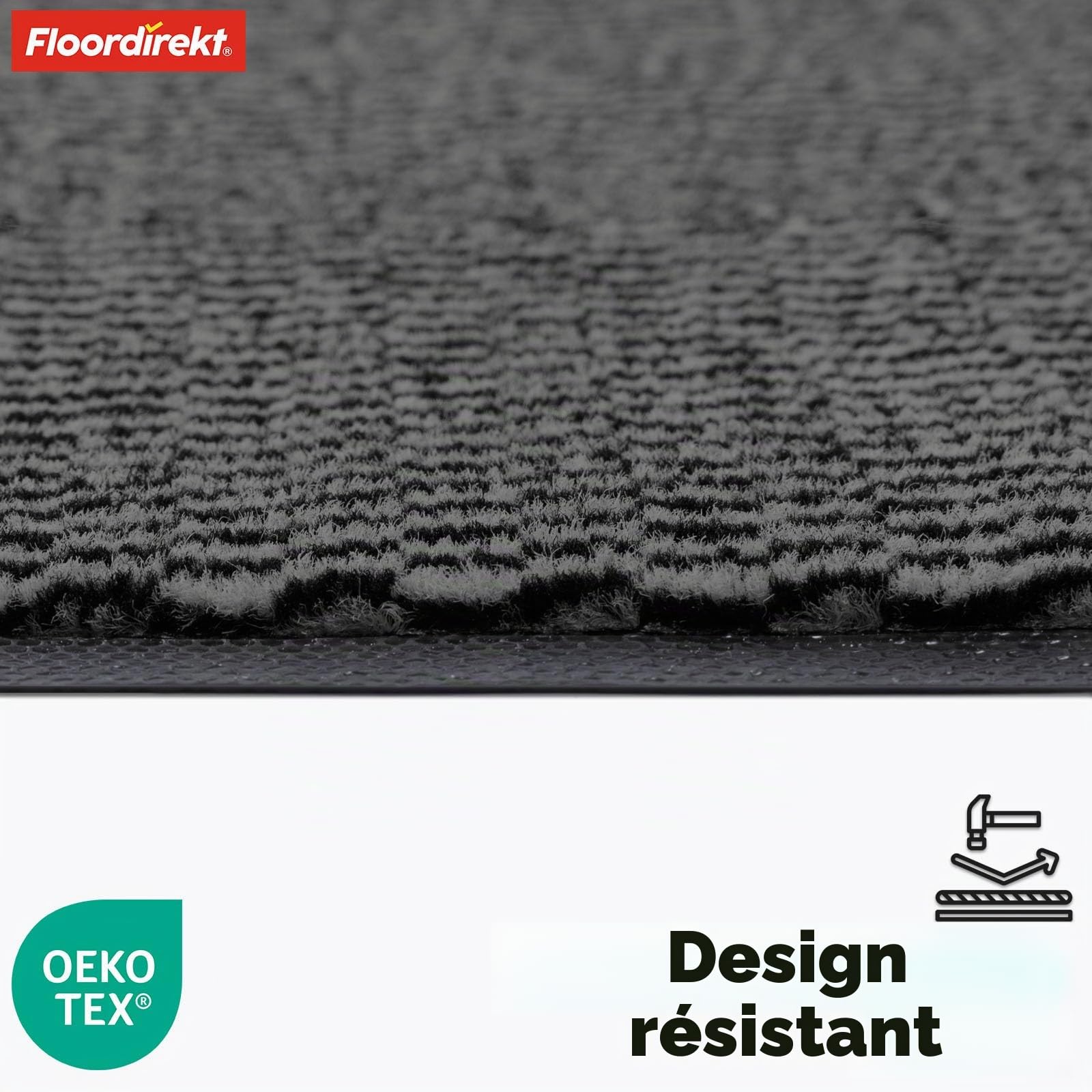 Floordirekt Sky Novo Paillasson de qualité supérieure pour l'entrée - 120 x 180 cm - Anthracite - pour l'intérieur et l'extérieur - Antidérapant et Lavable - pour Couloir, Porte d'entrée
