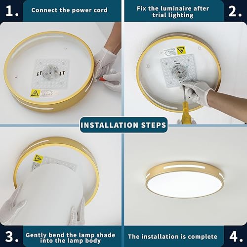 Miniatura 6 de Lámpara LED de techo de montaje empotrado dorada, lámpara de baño de 24 W, montaje de techo regulable, juego de 3, 12 pulgadas, cerca de techo, 5CCT