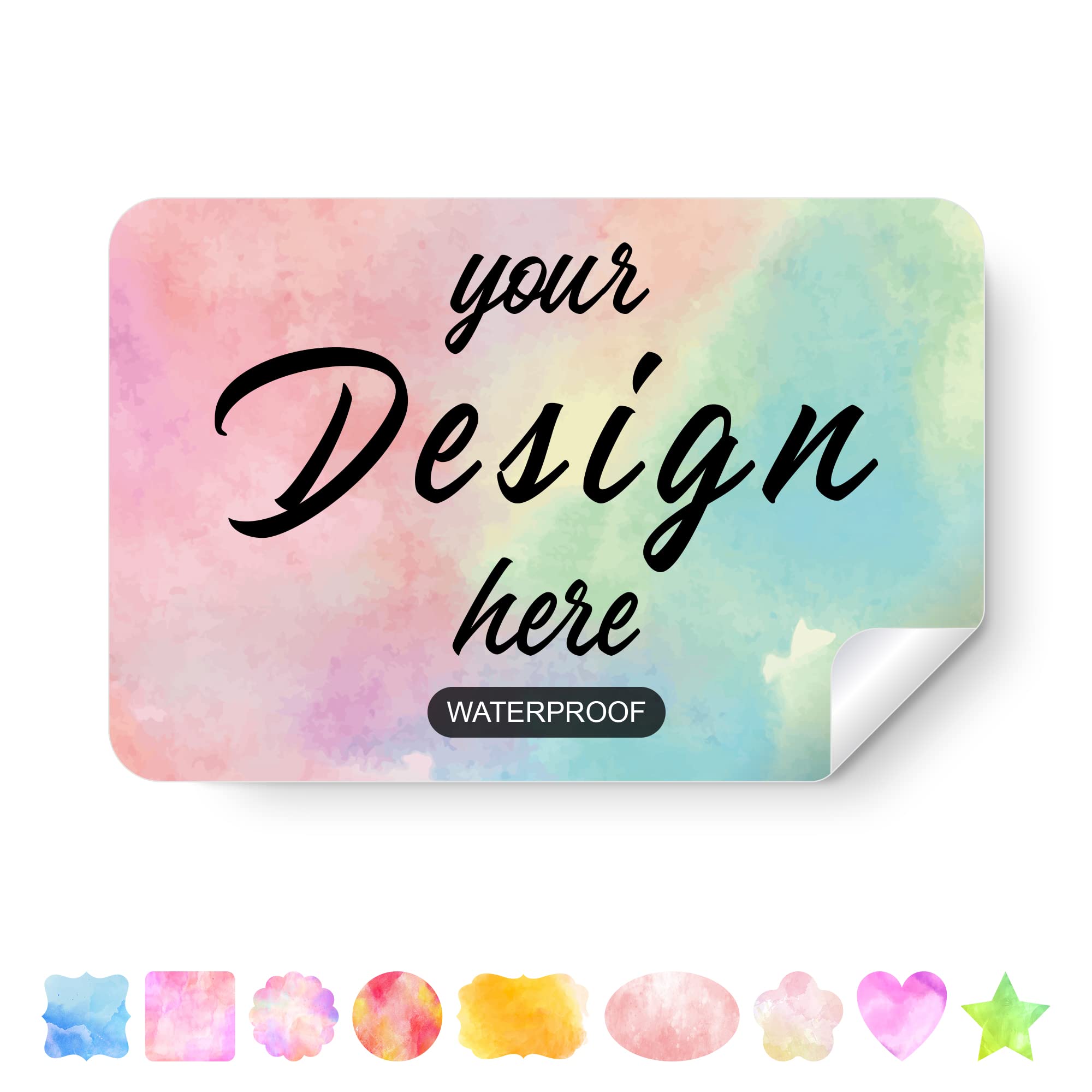 Custom Personalized Stickers - Any Design, Image, Logo, Text for Business, Thank You Labels - 100 Rectangle Labels (1.5"x1")