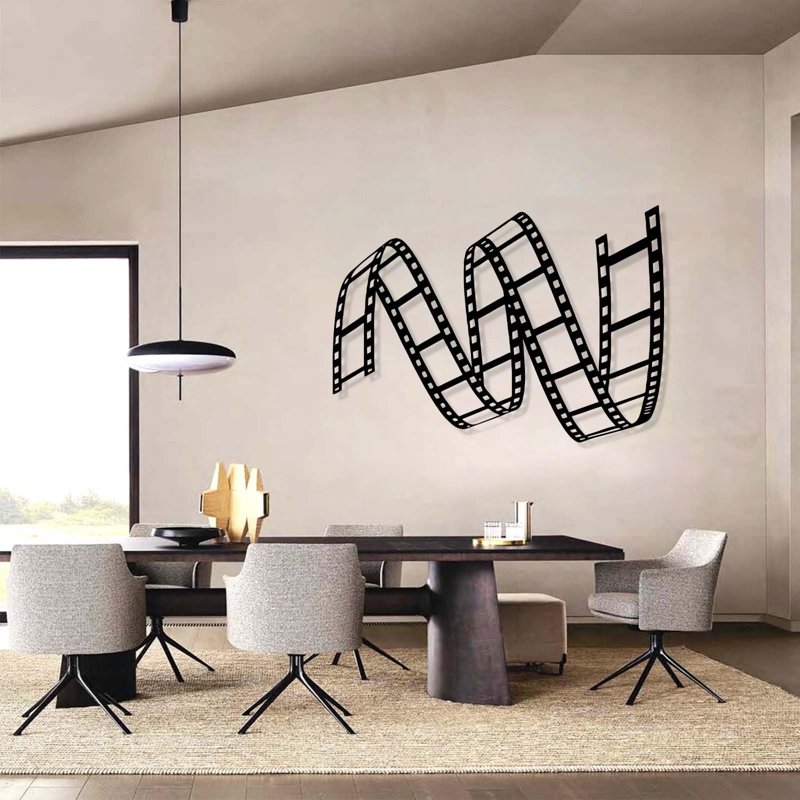 Decorazione murale in Metallo, Pellicola cinematografica, Nastro da Film, insegne da Appendere a teatro, Cinema per la casa, Nero, 76x54 cm (30x21).
