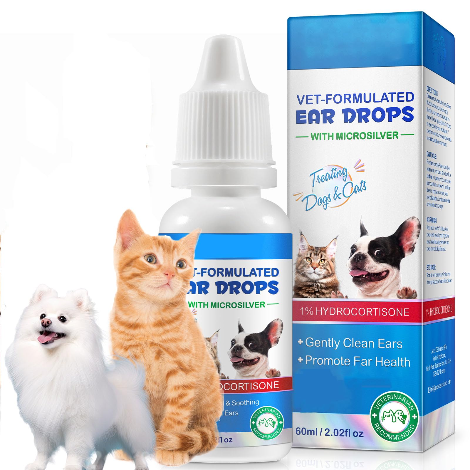 SDJUFEI Dog Ear Infection Treatment Drops, with 1% Hydrocortisone, Ear Yeast Infection Treatment for Dogs and Cats, Dog Ear Drops for Yeast Infection, Dog Ear Infection Drops for Itchy Ear Relief