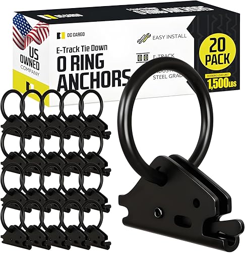 DC Cargo Mall Heavy-Duty Steel O-Ring (Pack of 20) 4500Lbs Break Strength - E Track Accessories Tie-Down Anchors for E-Track Tie-Down System
