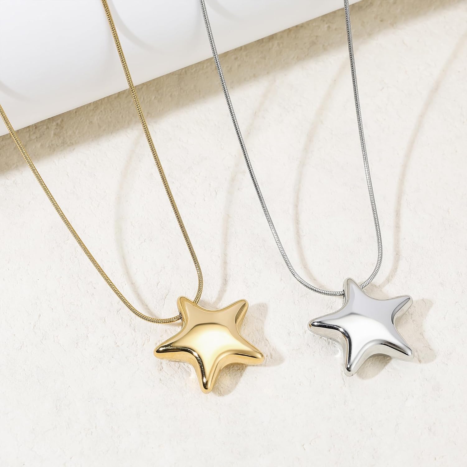 HANRESHE Star Choker Necklace for Women Stainless Steel Minimalist 14K Gold Plated Star Charm Pendant - Image 4