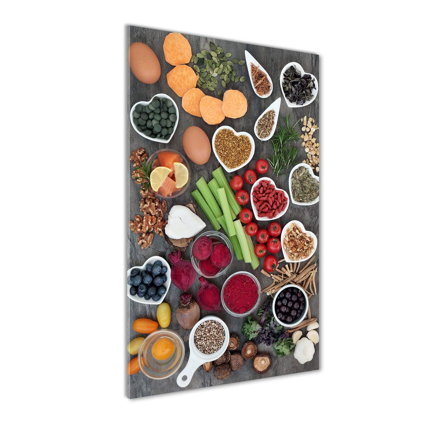 Tableau en verre 50x100 cm anti humidité panoramique image nourriture saine cuisine multicolore