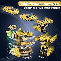 Vista 4 de Coche de control remoto, robot transformador de autos a control remoto, auto de policía transformable de 2.4Ghz con luz LED, deformación de un botón