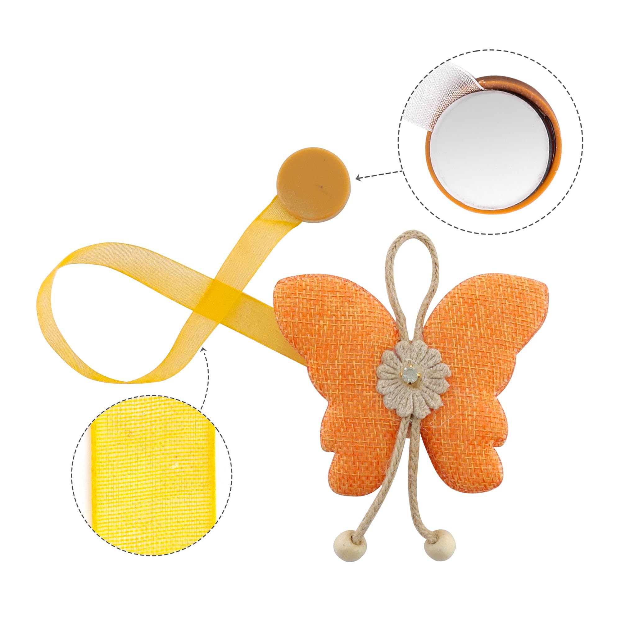 GIRASOLE HOME Fermatenda in Stoffa a Forma di Farfalla con Magneti 2 Pezzi, Arancione