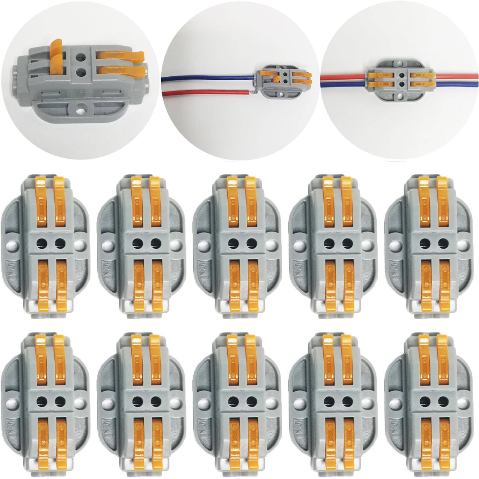 CTRICALVER 10 pcs SPL-2 Conectores eléctricos rapidos,Terminales Eléctricos, Abrazaderas con palanca conexión eléctrica bloque, Conectores de cables con tornillos de fijación