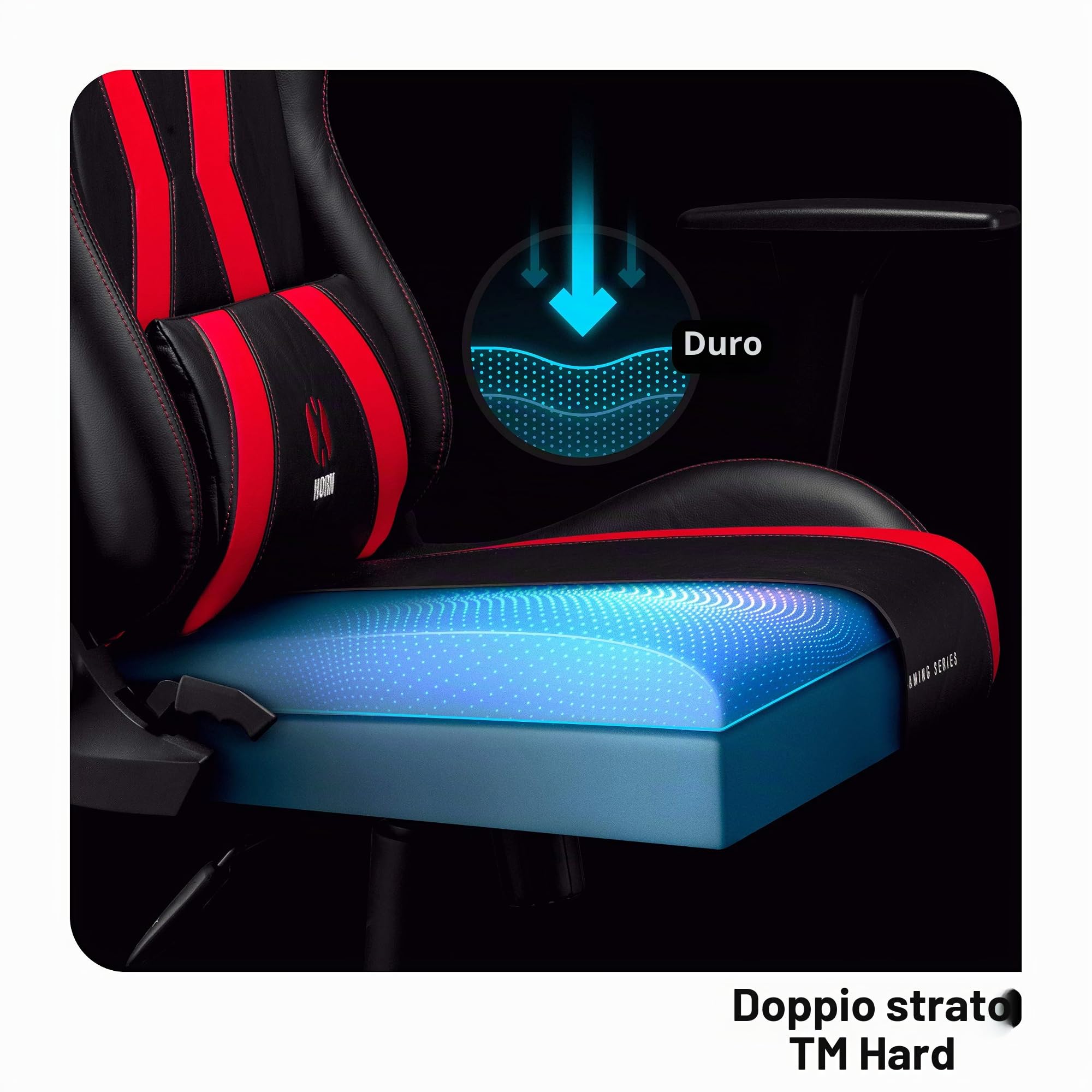 DIABLO X-Horn 2.0 Sedia da Gaming Gamer Poltrona da Ufficio Scrivania Girevole Braccioli 3D Design Ergonomico Supporto Lombare Meccanismo di Inclinazione Nero-Rosso Normal (L)