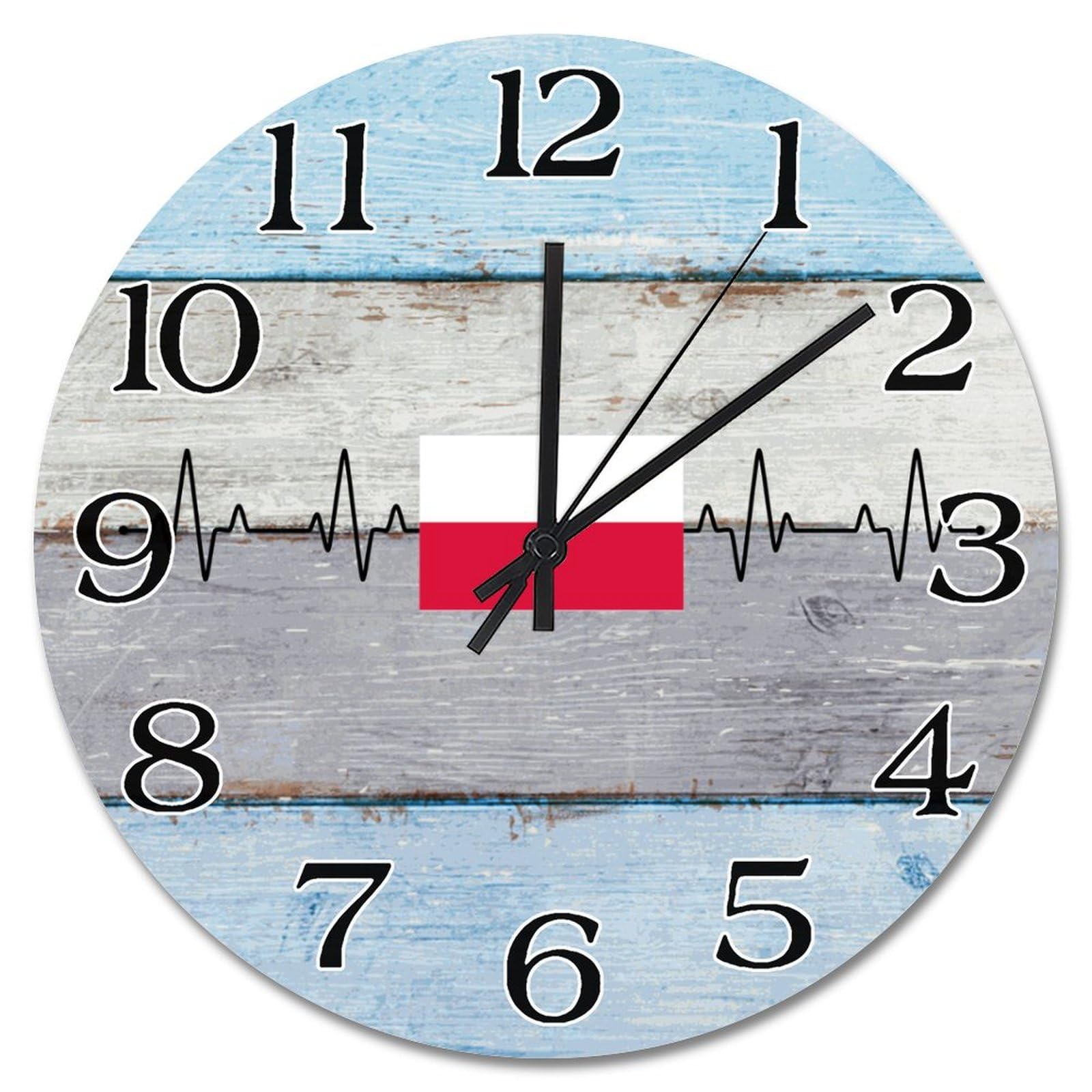 Horloge murale de salon drapeau Pologne pour ambiance ferme