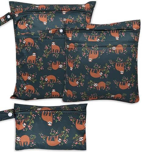 Miniatura 17 de 3 bolsas para pañales de tela para bebé, impermeables, reutilizables, con 2 bolsillos con cremallera y asa, bolsas de lavandería lavables