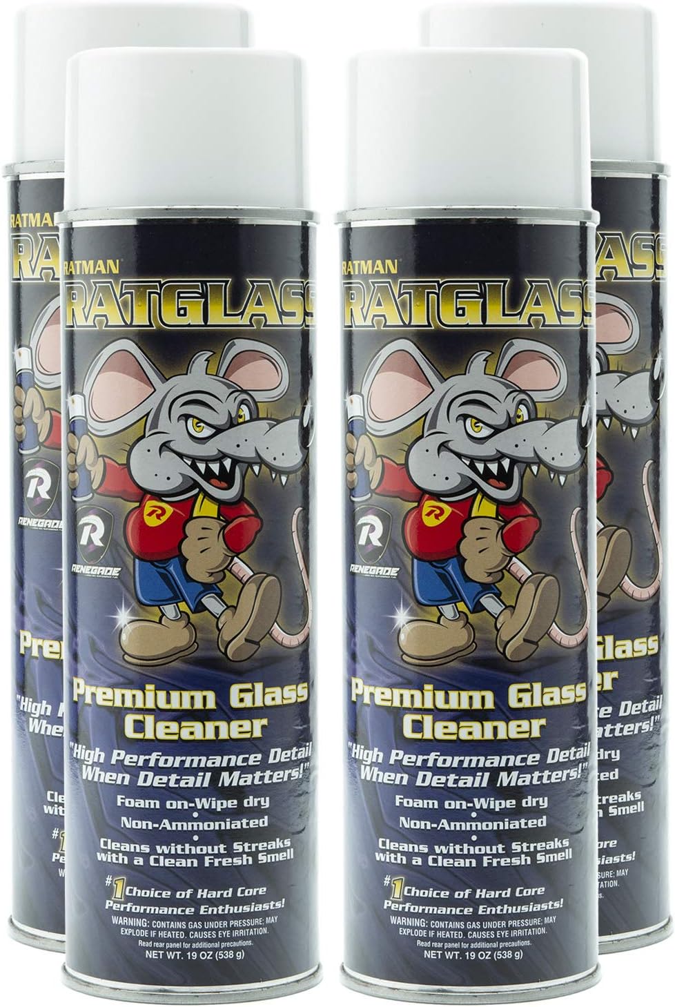 RATMAN Speed Glass Premium Glass Cleaner, Leaves Glass Streak Free and Smelling Fresh, 19 Oz Can, 12 Pack