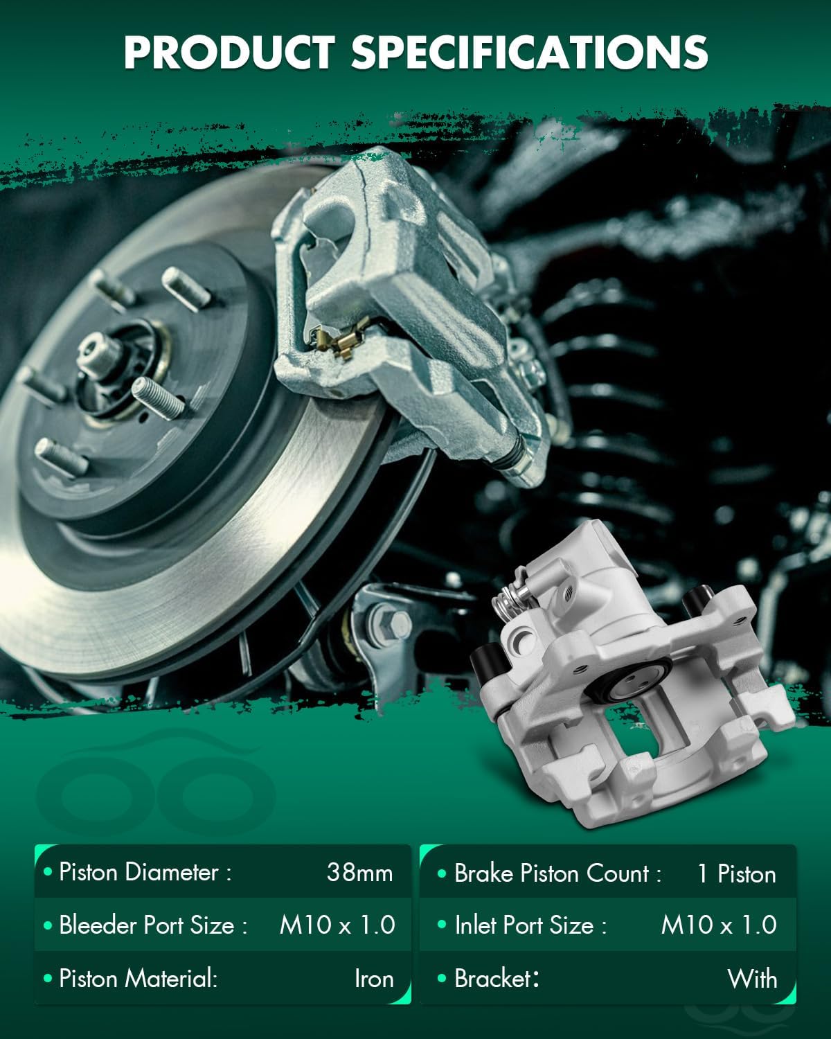 SCITOO Rear Right Brake Caliper With Bracket 19B3109 Compatible For Mazda For 5 2006-2010 2012-2015