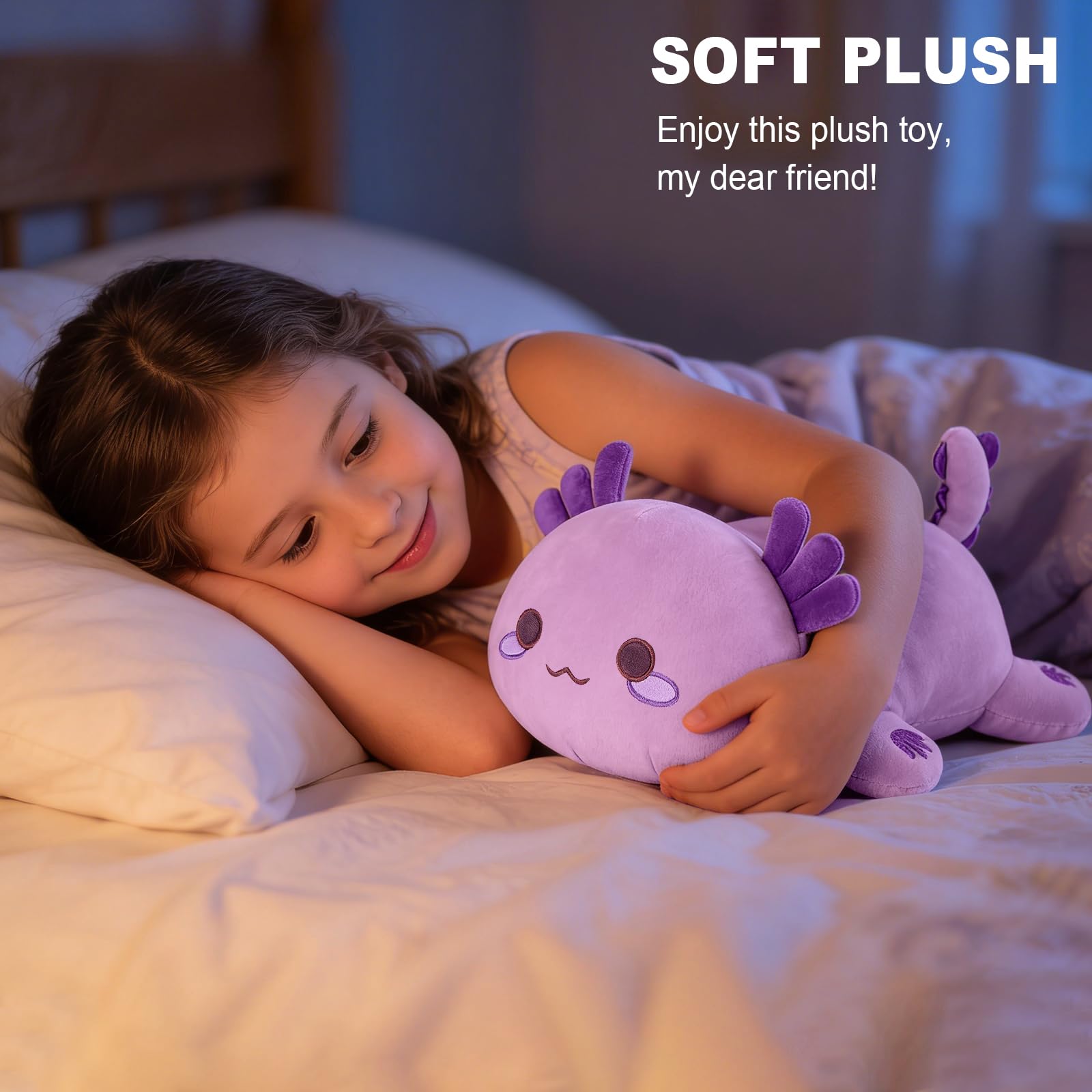 shownicer Plüschtier Axolotl Stofftier Kawaii Salamander Plüsch, Axolotl Kuscheltier Plüschkissen Spielzeug, Wurfkissen, Katze Plüsch Kissen, Schmusetier Geschenk Gefüllt für Kinder Mädchen Jungen