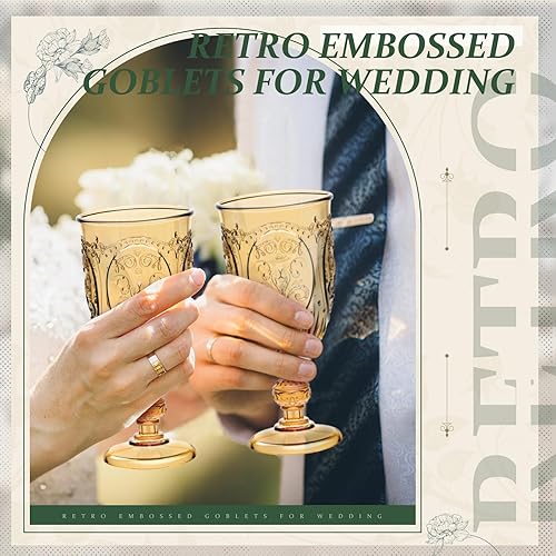 Miniatura 6 de 6 copas de plástico vintage de 7.5 onzas, copas de vino de plástico retro en relieve, copas de agua para bar de vino, jugo, baby shower, boda,