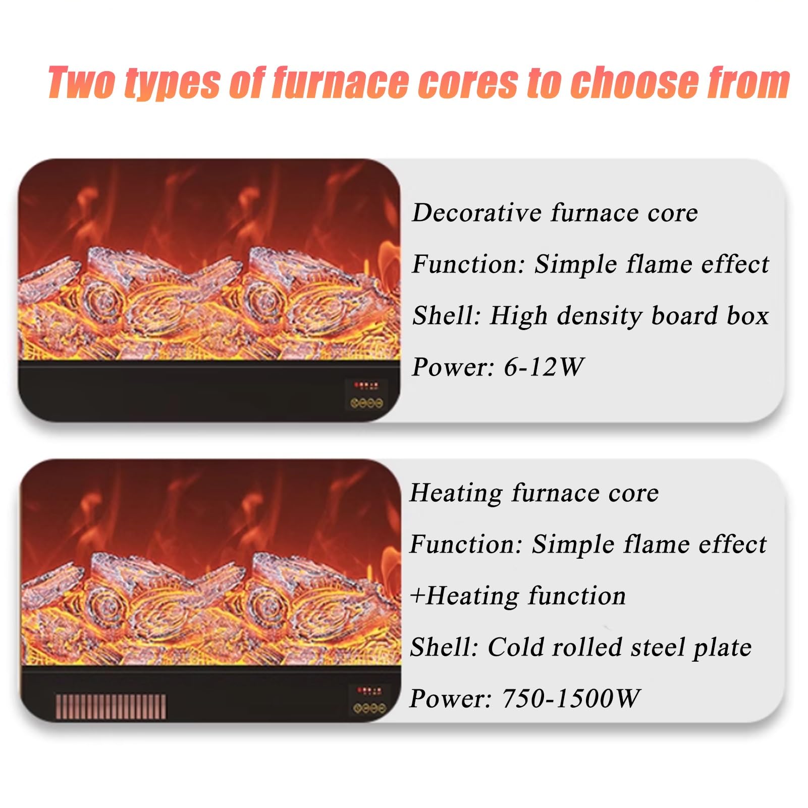 Stufa per camino elettrico, vetrina, porta TV per camino | Resina Simulazione Legno Carbonio Effetto Fiamma 3D, Soggiorno/foyer/camera da letto(Heating stove,120cm/47.2in)