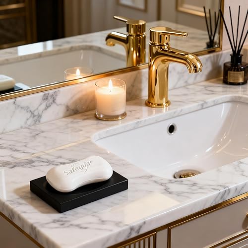 Miniatura 8 de Jabonera de resina negra para baño y hogar, soporte para jabón negro para baño o ducha, accesorio moderno