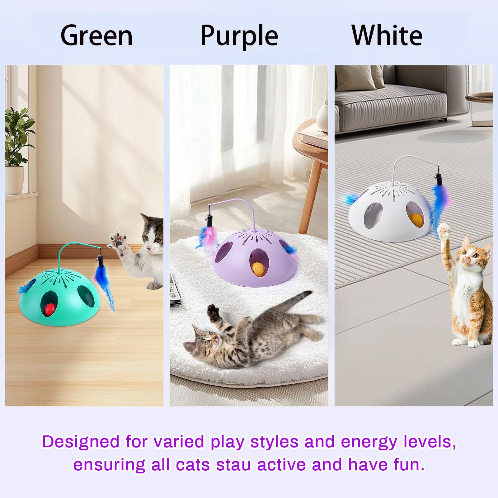 Juguetes para gatos, juguete interactivo para gatos de interior, juguete interactivo automático para gatitos, pluma aleteante, bolas de pista, juguetes de enriquecimiento de plumas