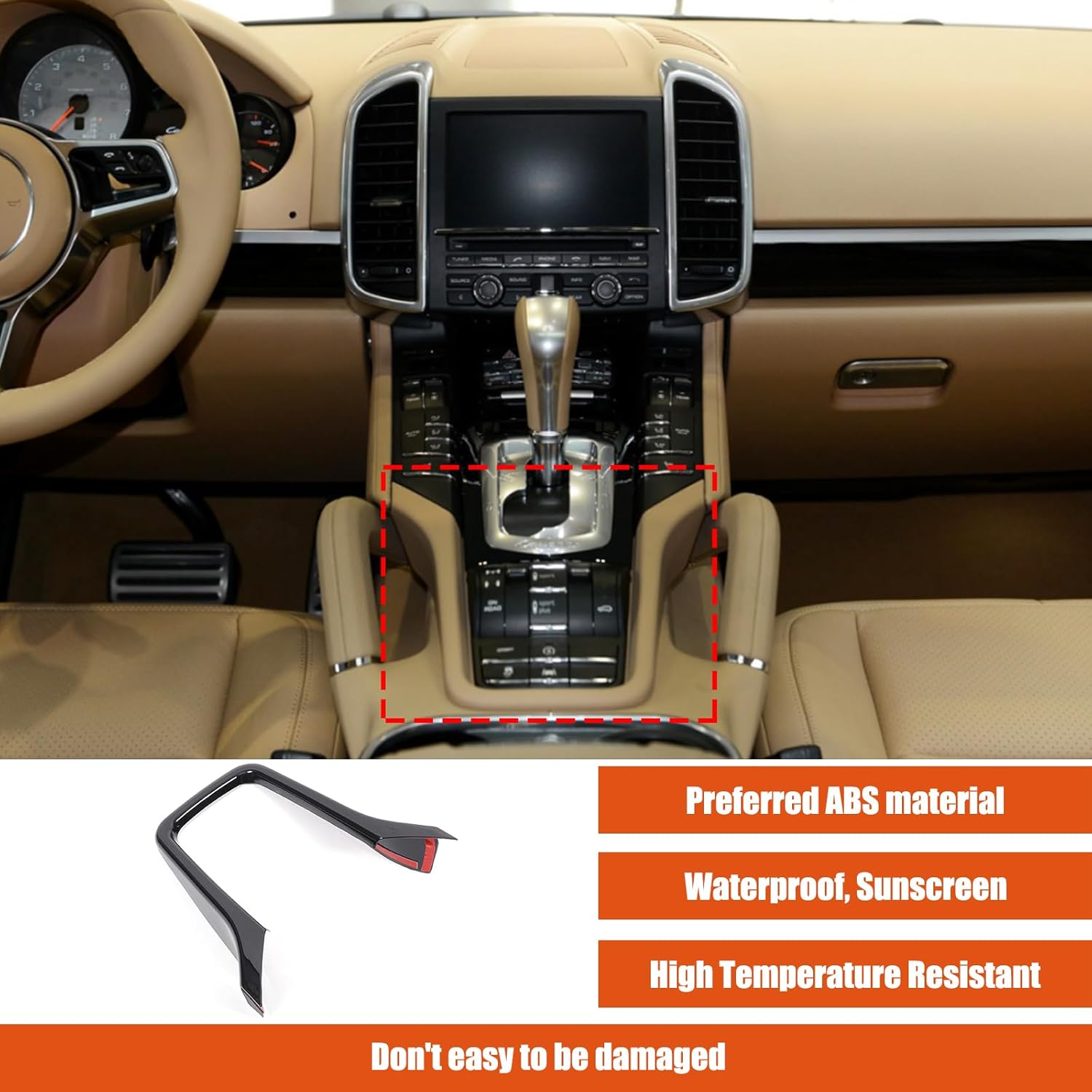 TOYCIDFG Center Console Gear Shift Panel Frame Cover Trim Compatible with Porsche Cayenne 2011-2017, Car Decoration Accessories (Black)