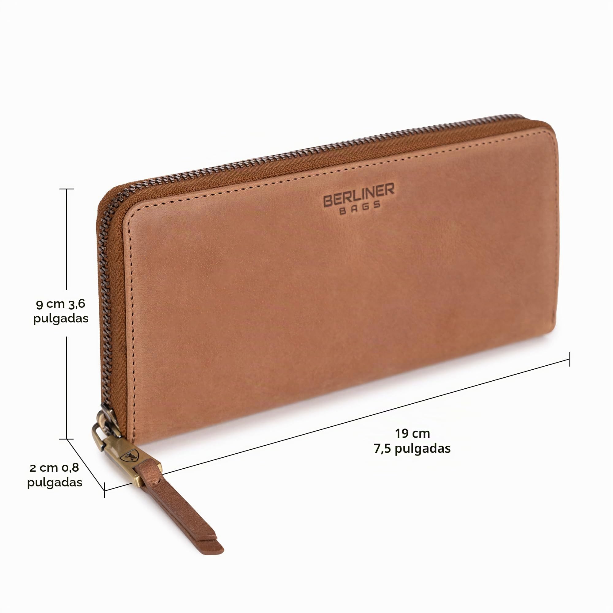 Berliner Bags Palma Vintage Cartera Grande Mujer Piel Auténtica Tarjetero