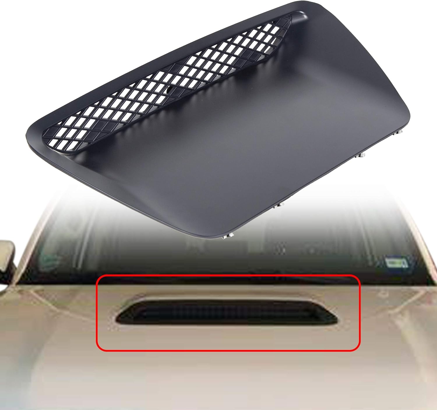 ECOTRIC Front Hood Scoop Molding Bezel Compatible with 2004-2005 Dodge Ram 1500 SRT Replace for YL23TZZAB 5029770AA Air Flow Intake Scoop Cover Hood Vent Grille