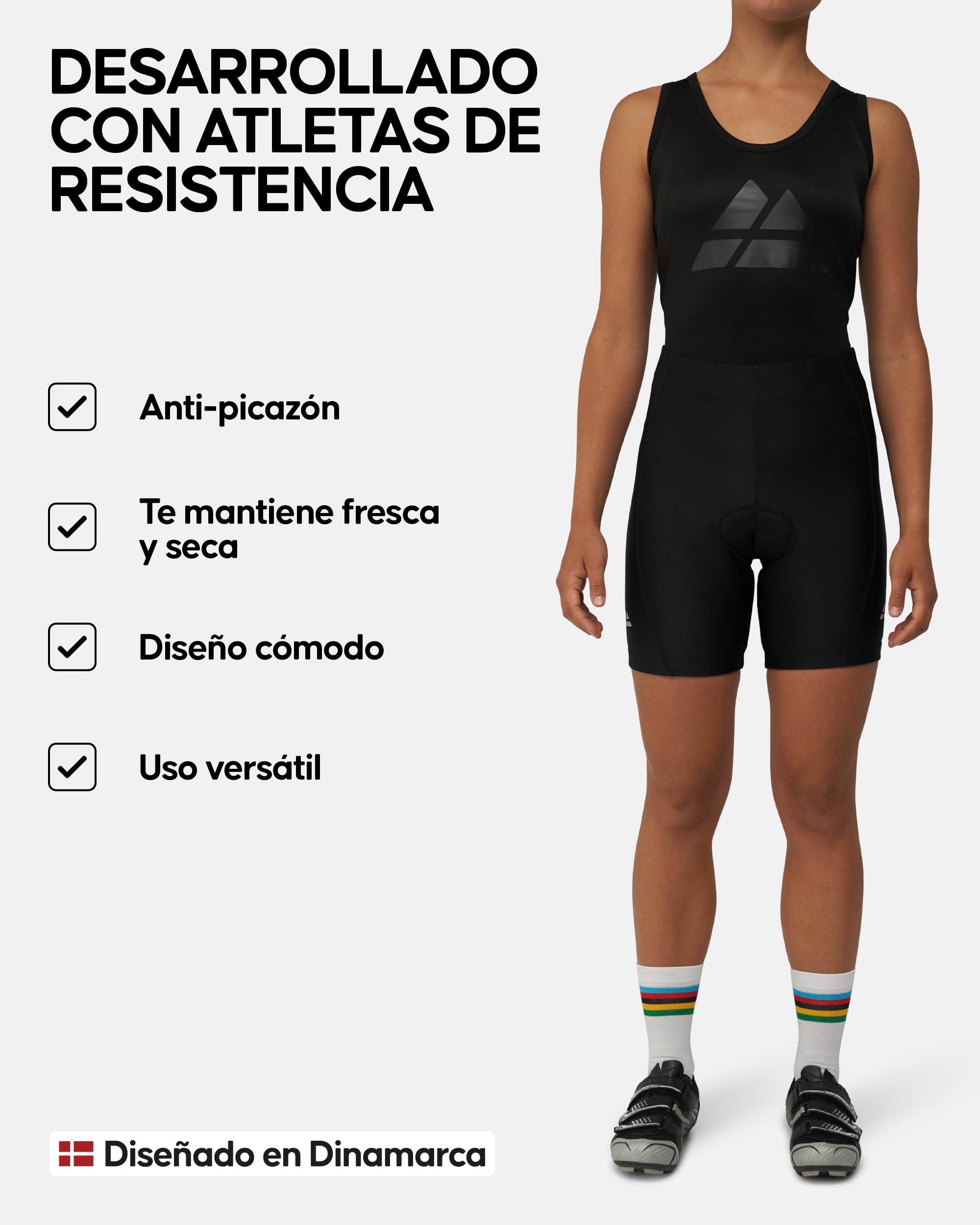 DANISH ENDURANCE Pantalón Corto Verano Acolchado con Gel 3D de Ciclismo para Mujer, Shorts Elásticos, Transpirables