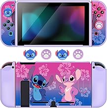 DLseego Case Compatible with Switch,Dockable Cover Soft TPU Protective Switch Case,with 2 Soft Joycon Cover and 4 Thumb Grip Caps,Elements of Anime games,Anti-scratch Shock Absorption,Alien monsters
