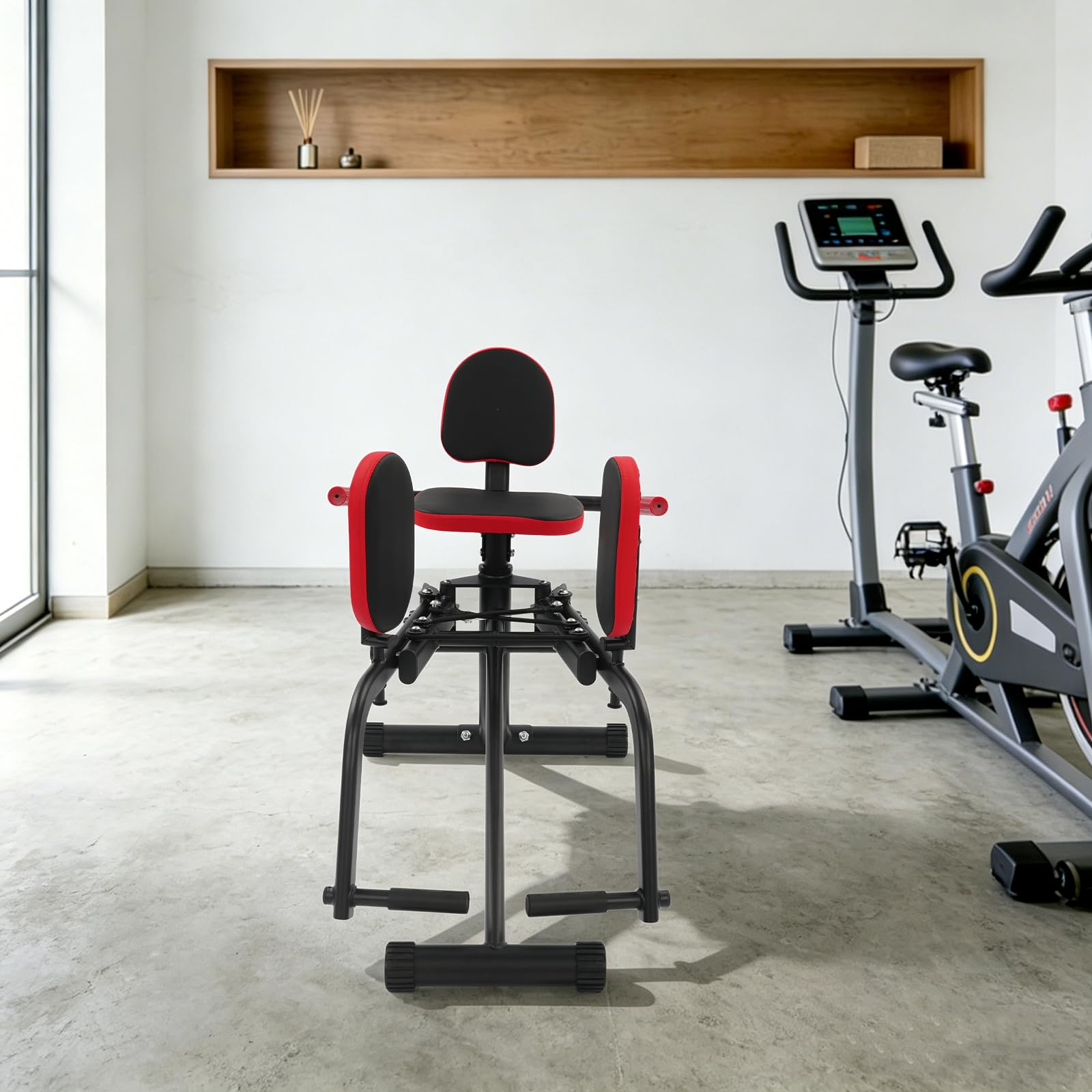 Abduktoren und Adduktoren Trainer, 2 in 1 Hüfttrainer für Zuhause | 70 bis 76 cm höhenverstellbar, Stahlrahmen, Sitz und Rückenlehne gepolstert, 88 x 27 cm, Home Gym