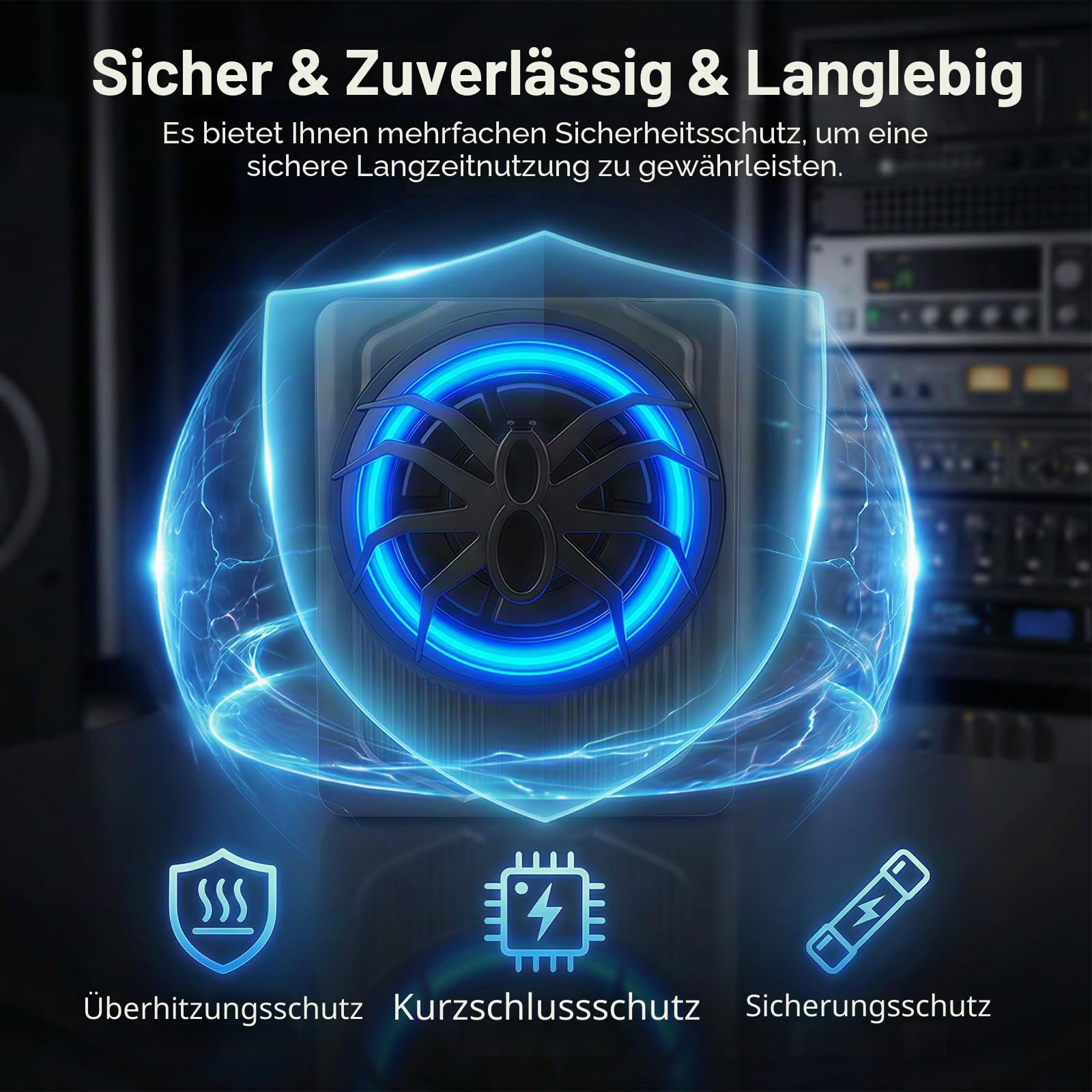 OiLiehu Untersitz Auto Subwoofer 1000W, 10" Schlanker Auto Subwoofer mit Stereo-Surround-Sound, Integrierter Audioverstärker, mit Blauem LED-Umgebungslicht
