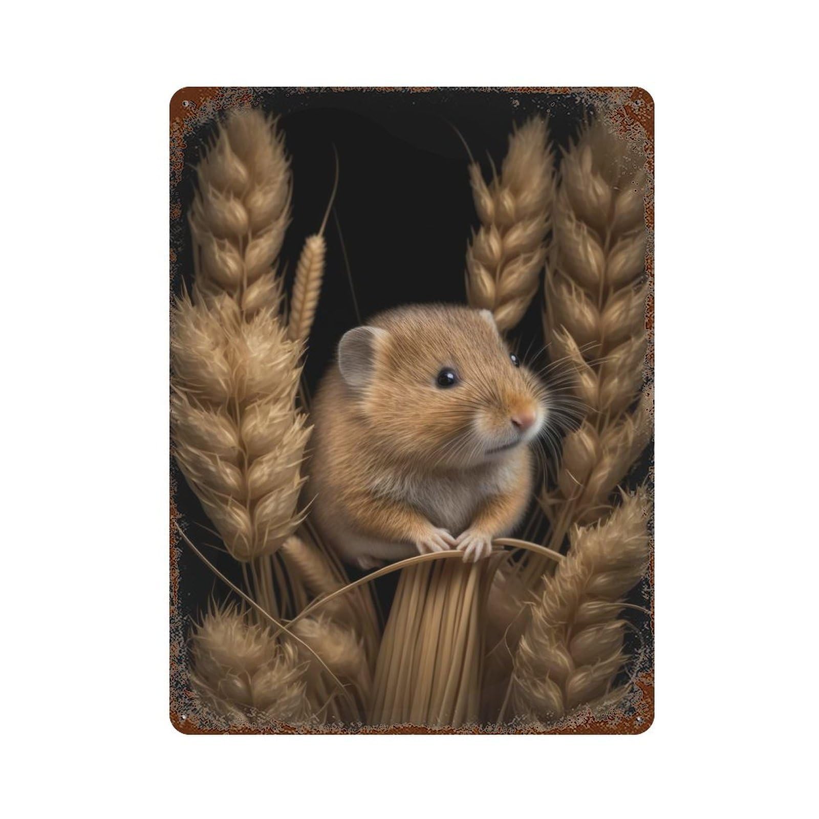 Distressed Metal Wall Sign Mouse Portrait on Dark 15.7"x11.8", Vintage Wall Decor for Garage, Bar And Workshop Decor