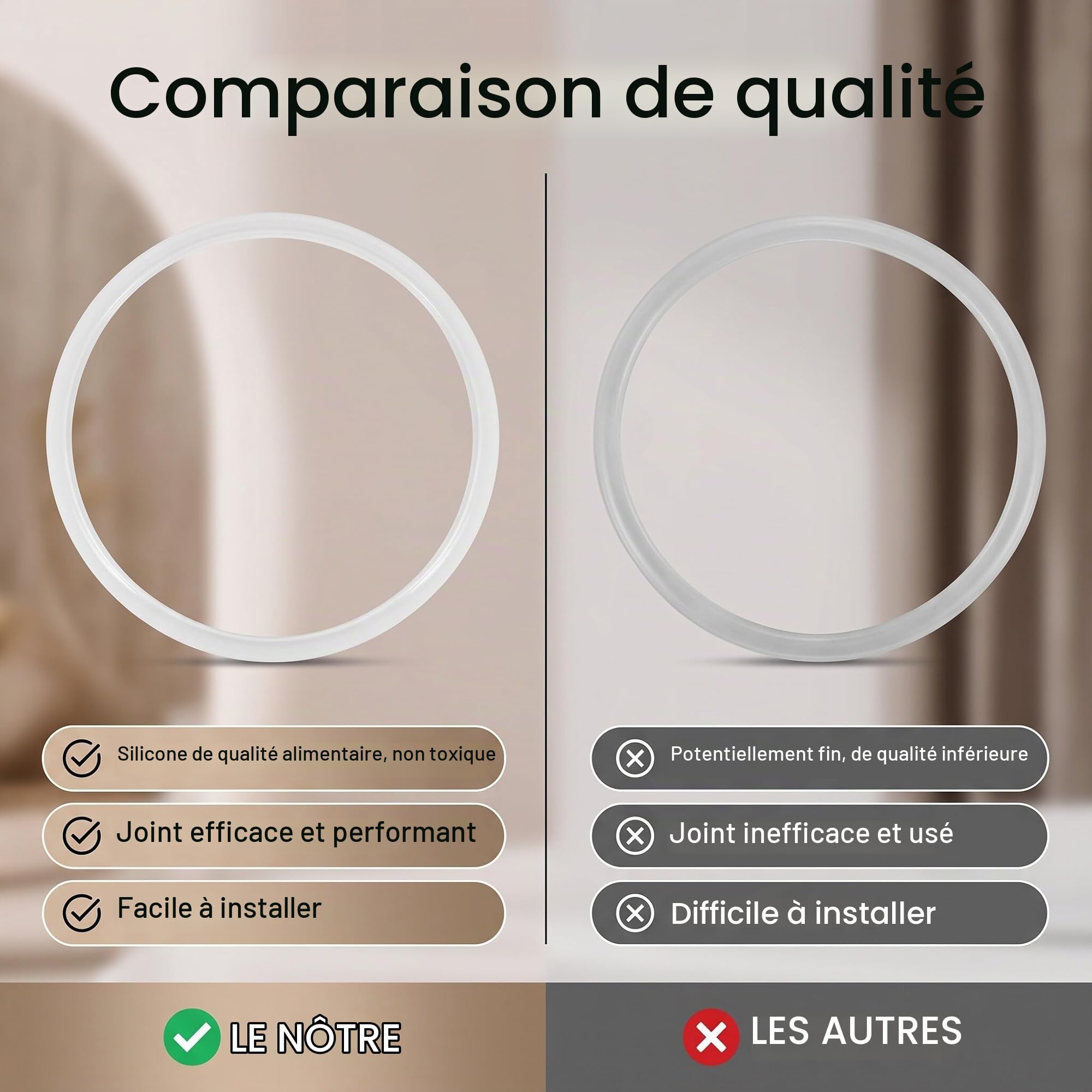 Joint d'Étanchéité Universel pour Autocuiseur, Silicone Transparent, 26cm, Accessoire de Remplacement