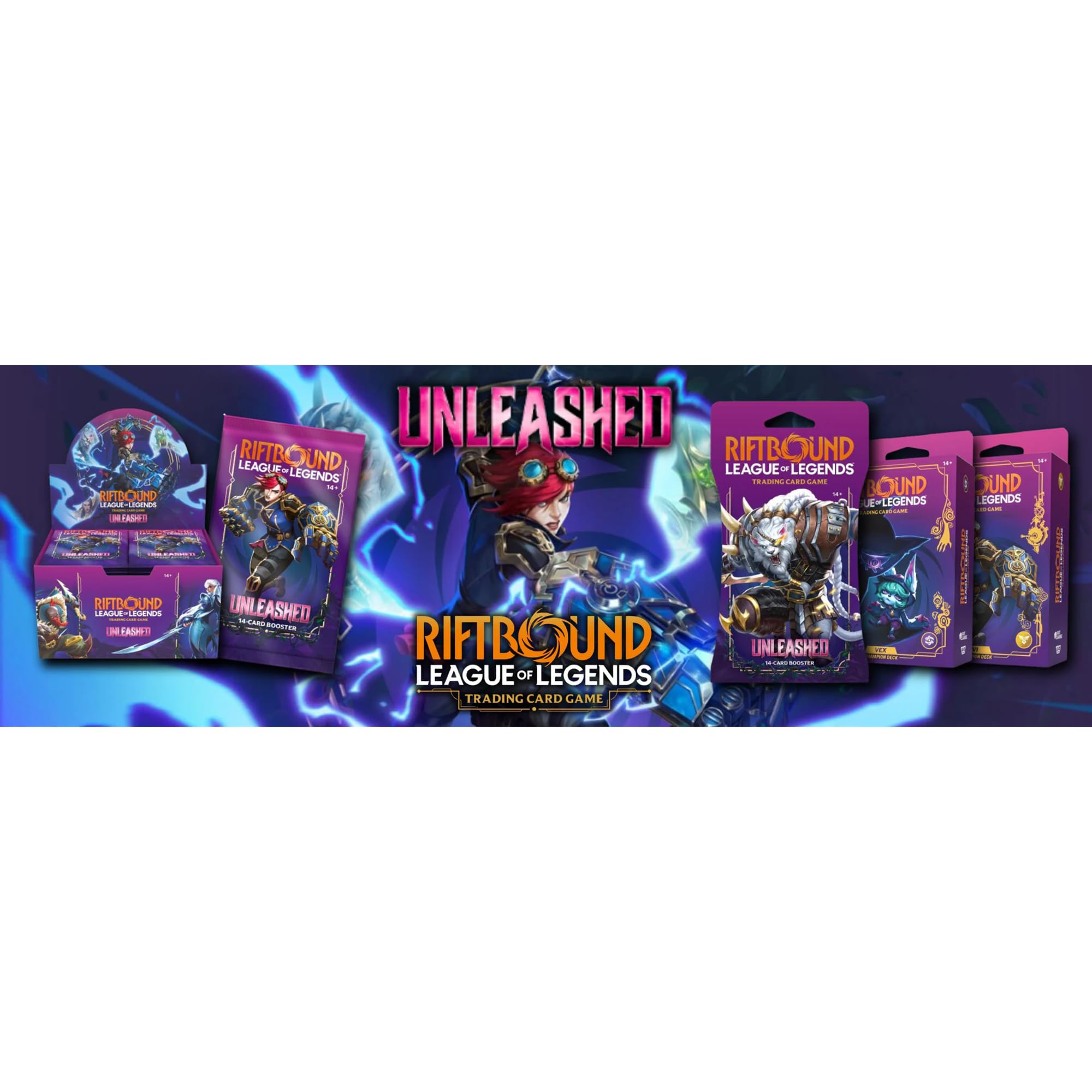 League of Legends TCG Unleashed - Booster Display - 24 sobres de refuerzo (14 cartas cada uno), juego de cartas coleccionables de construcción de mazos, surtido al azar