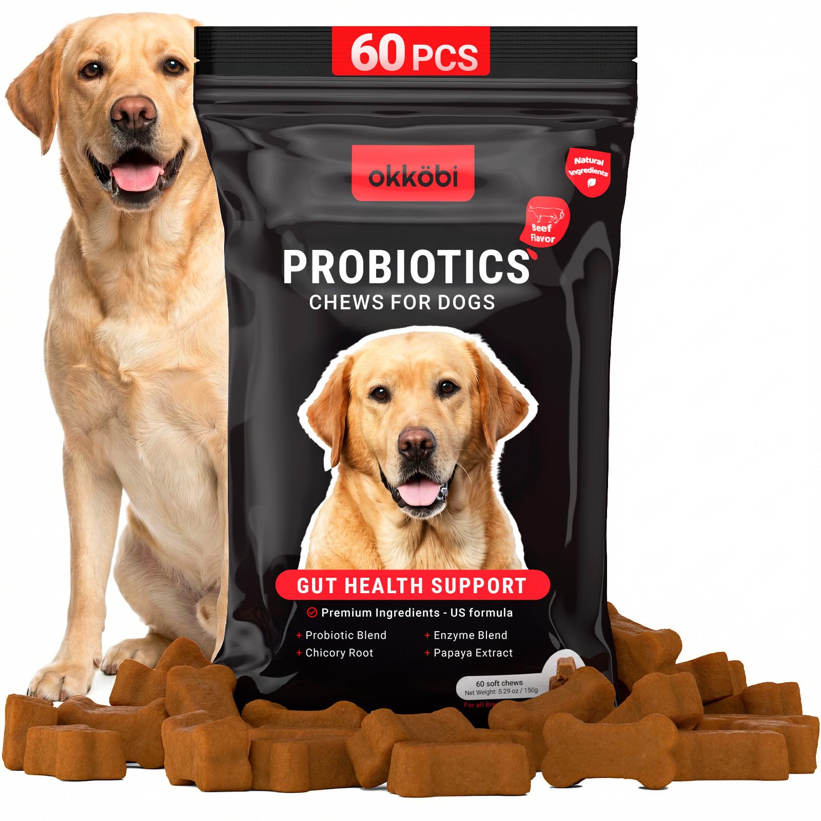 Photo 1 of ***EXPIRES OCTOBER 2027***
***MISSING PARTS***
Hemp Calming Chews for Dogs Anxiety 60 pcs - Beef Flavored - Dog Anxiety Relief - Dog Calming Chews - Melatonin for Dogs - for Stress, Travel, Check-up, Barking or Grooming - Dog Calming Treats