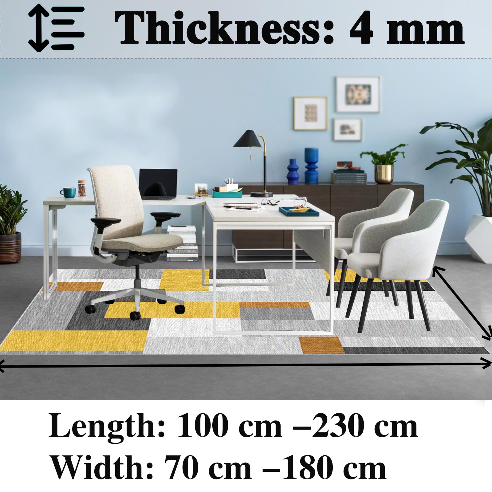 Tapis Protection Sol Chaise Bureau, Tapis Chaise de Bureau Gaming 80 x 120 cm, Tapis de Sol Bureau Tissu, Tapis de Sol pour Fauteuil, Tapis de Protection en Bois/carrelage pour Bureau et Maison