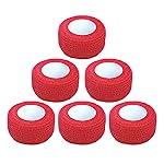 Baisunt 6 Pack 1 Inches Cohesive Bandage Self Adhesive Wrap Elastic Self Adherent Vet Wrap Breathable Self Stick Tape for Wrist, Ankle, Sports, Tatoo Wrap(5 Yards, Red)