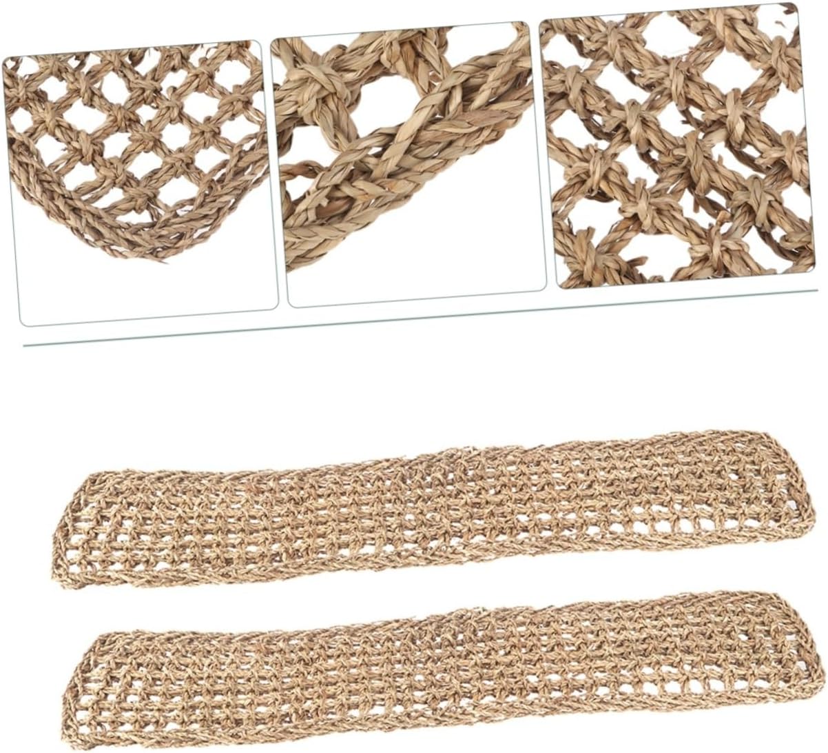 2pcs Bearded Dragon Hammocks Natural Seagrass Reptile Lounger for Lizards Snakes and Geckos Cushions for Vertical Space Terrariums