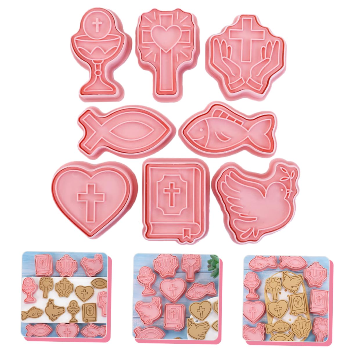 Amosfun 5 Ensembles Moule Accessoires De Pâtisserie Pour Biscuits Emporte-pièces Pour Fondants Scone Outil De Cuisson De Pâques Fournitures De Pâtisserie Nourriture Pp Rose 8 Pièces * 5