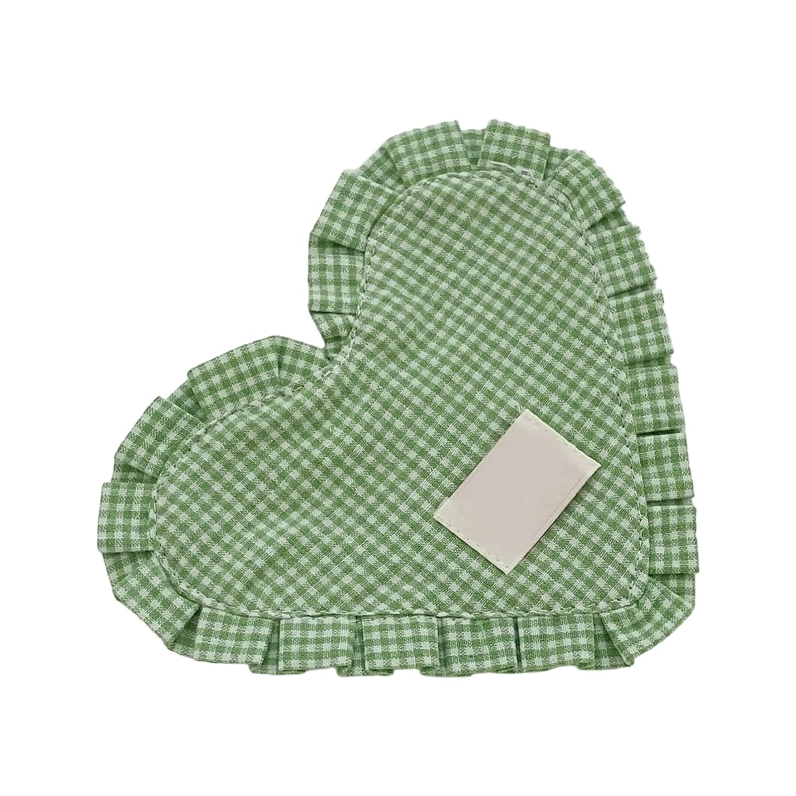 Carotoe Green Meal Mat Heart Shape Checked Cotton Placemat Heat Insulation Pad For Family Living Room Meals Mat Bowl