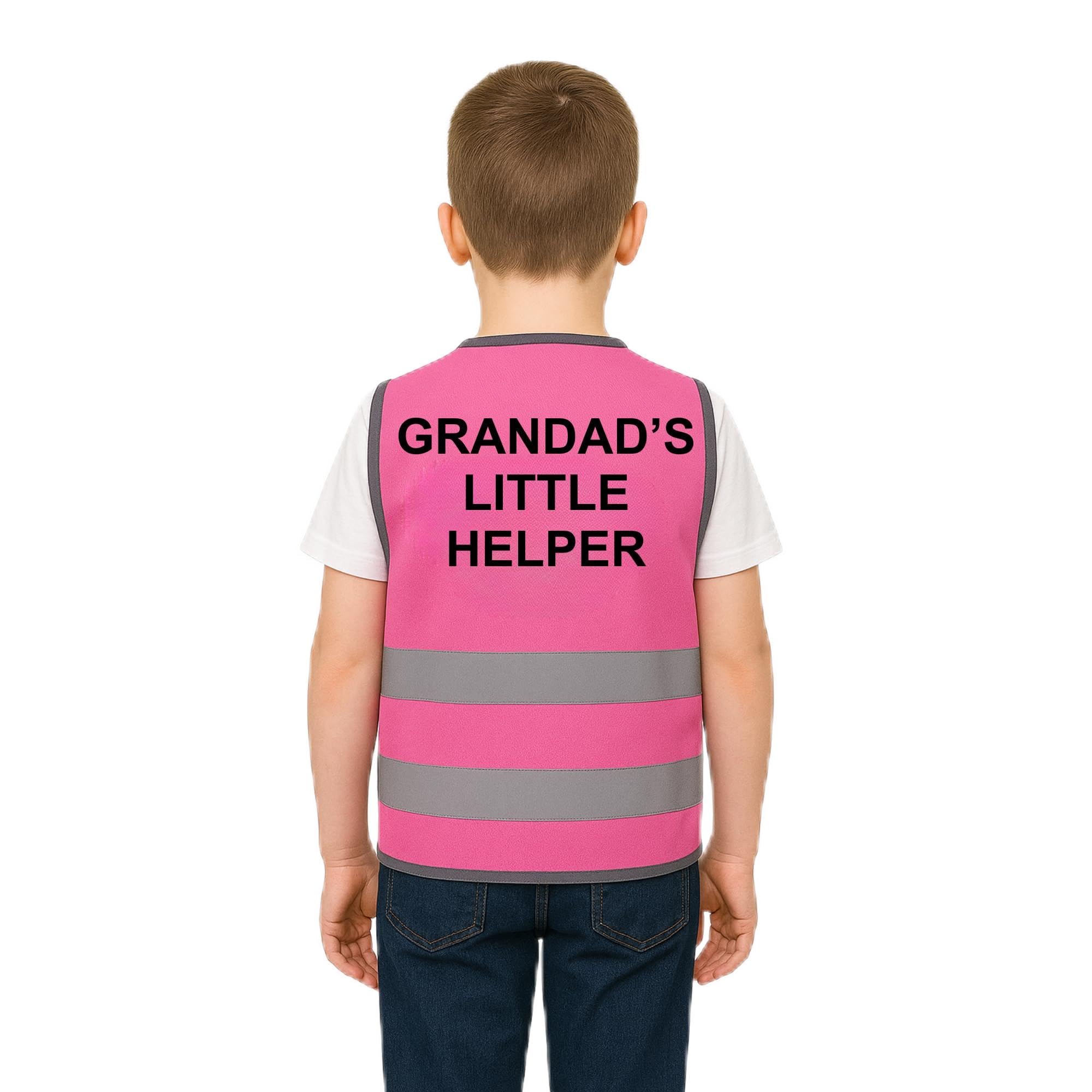 Step Ahead Kids Hi-Vis Safety Infant Vest – High Visibility Reflective Waistcoat for Children Boys & Girls Safety Vest with Back Side Custom Print (GRANDAD'S LITTLE HELPER, PINK, 0-1 Year)