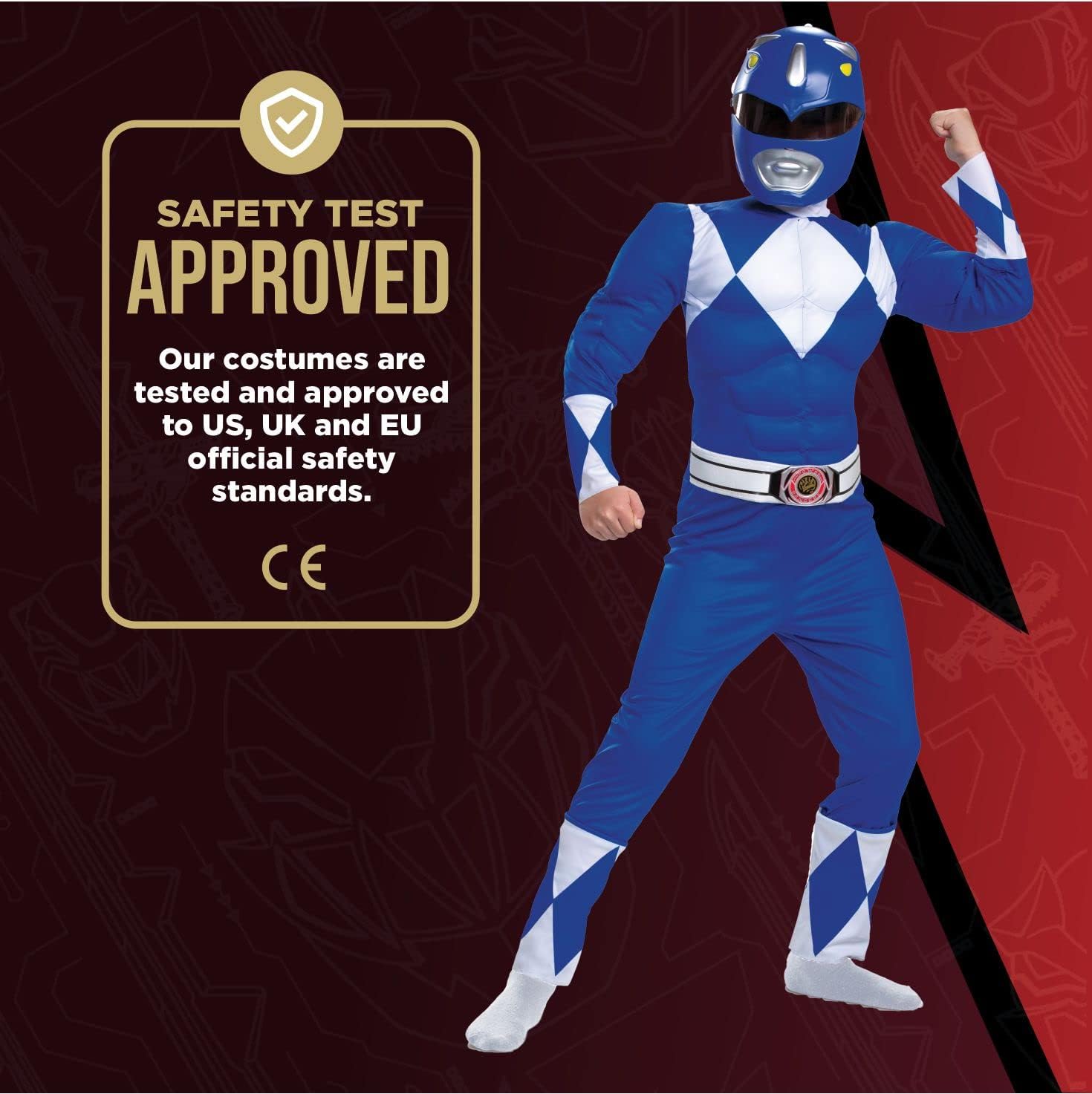DISGUISE Disfraz oficial de Power Rangers azul para niños, disfraz de Power Rangers para niños, disfraz para el día del libro y la semana, talla S