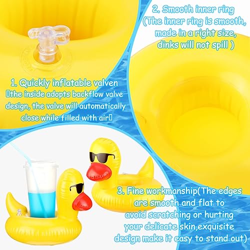 Miniatura 3 de Patelai 48 soportes inflables para bebidas, flotadores de piscina, portavasos flotantes inflables a granel, posavasos de flamenco para piscina,