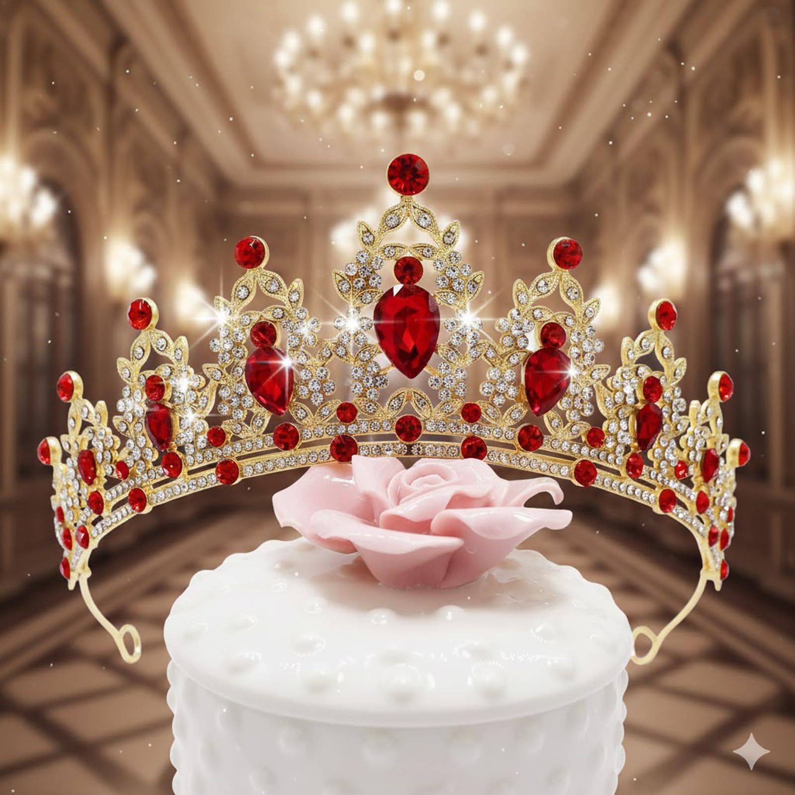 Amazon.com: Handmade Red Crystal Princess Crown Tiara for 