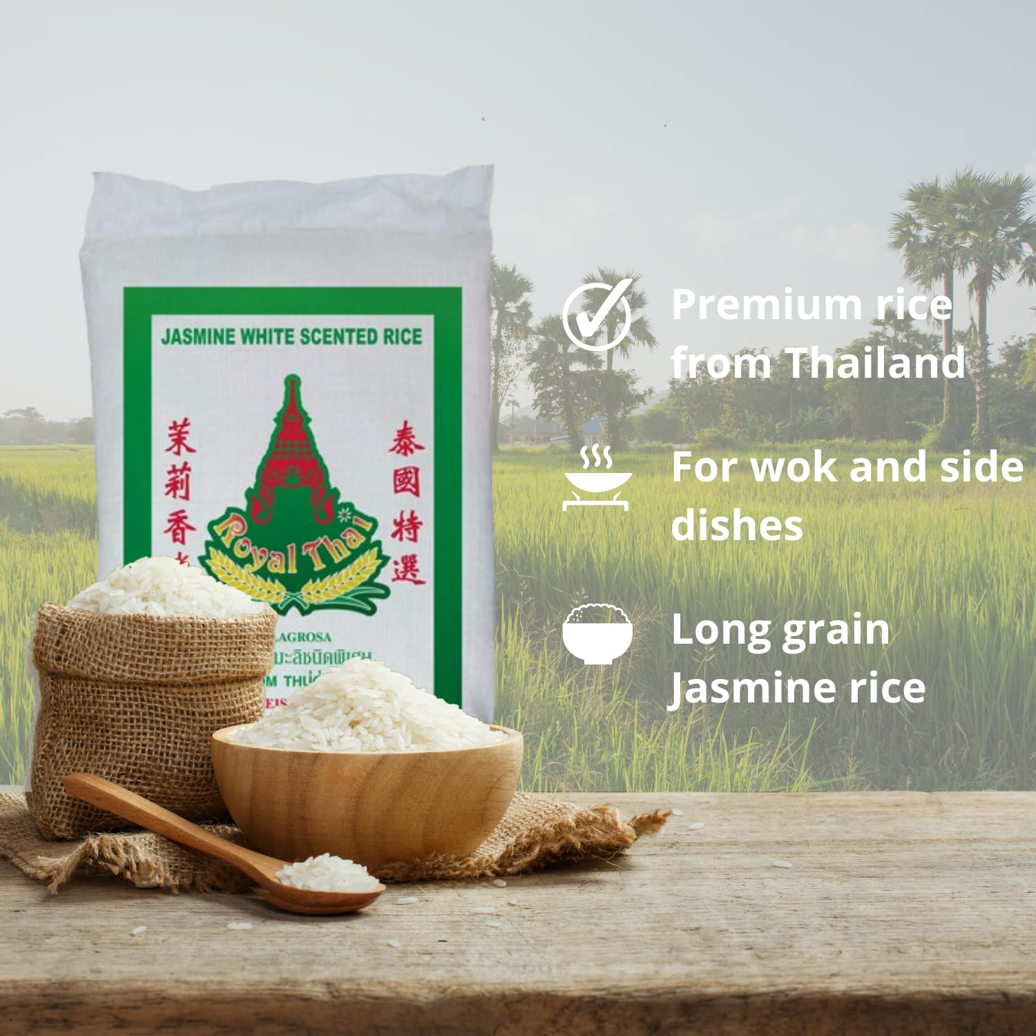 [22,7 kg] Royal THAI długoziarnisty ryż zapachowy (całość) DE LUXE / Jasmin White Scented Rice