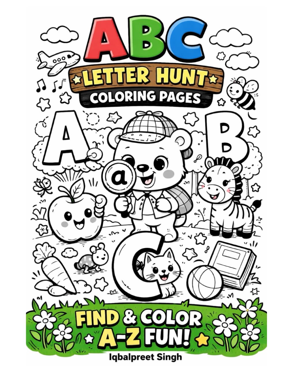 ABC Coloring Pages Worksheet in Black and White: Kids coloring pages