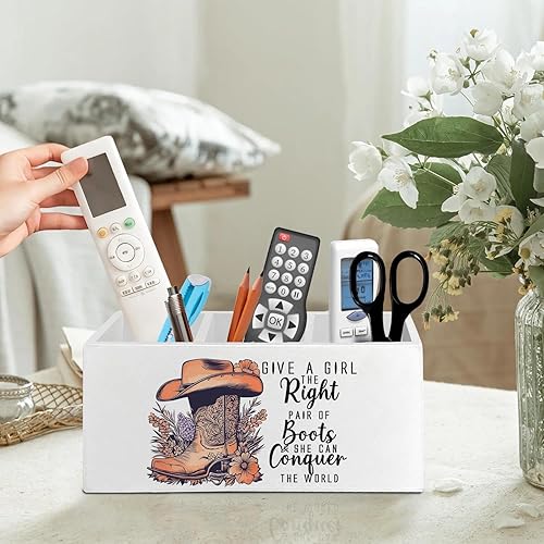 Miniatura 2 de Organizador de lápices inspirador de vaquera occidental retro para accesorios de escritorio, dale a una chica la derecha motivacional, caja de