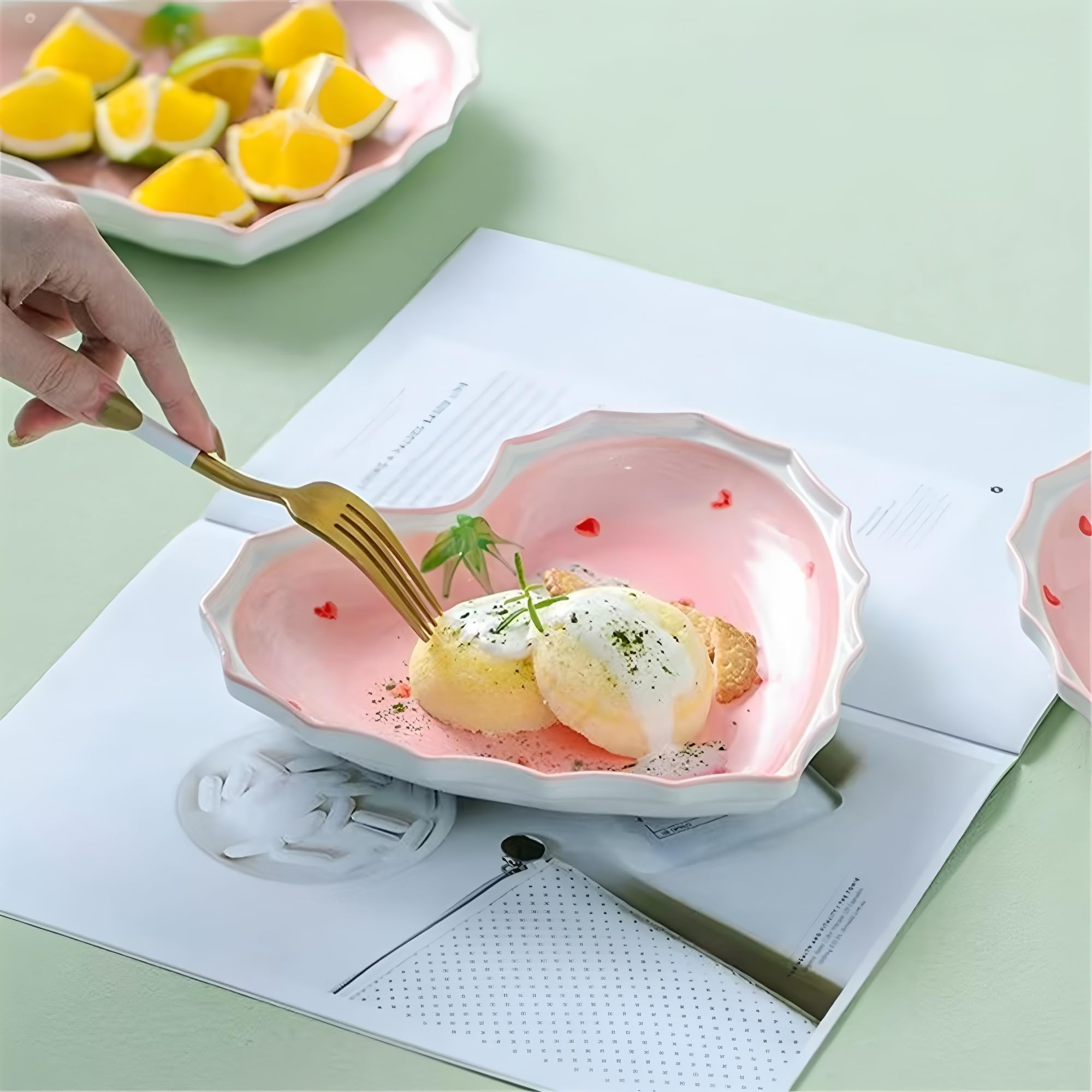 Piatto da Cena in Ceramica, Piatto a forma di cuore rosa, Adatto per Varie Insalate di frutta Dessert Pasta e Bistecca, Forno a Microonde e Forno