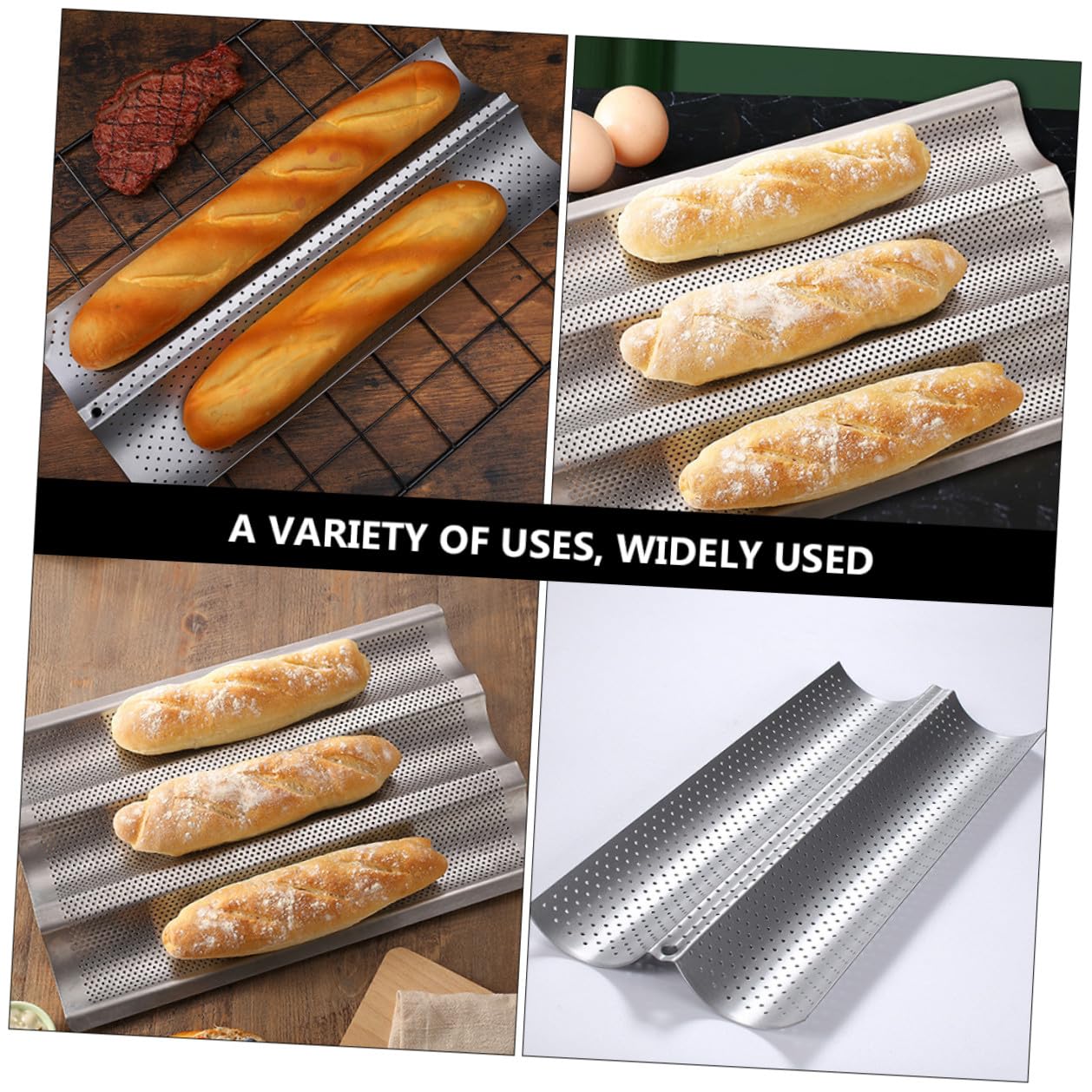 Molde para Hornear Pan de Acero Inoxidable Plata Antiadherente 2 Piezas Diseño de Palo de Onda para Tienda de Pasteles y Repostería