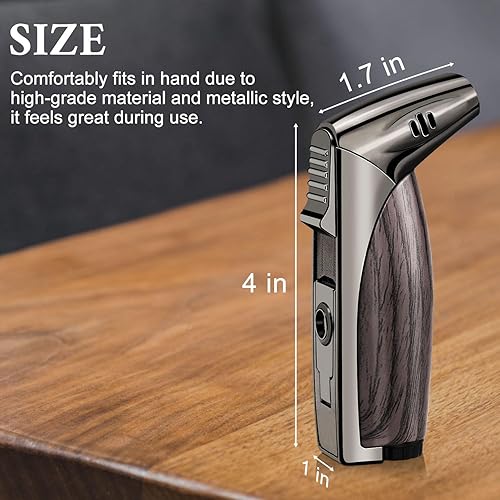 Miniatura 2 de Encendedor de doble llama de chorro, antorcha de butano recargable, encendedor a prueba de viento con punzón para hombres y mujeres con caja de