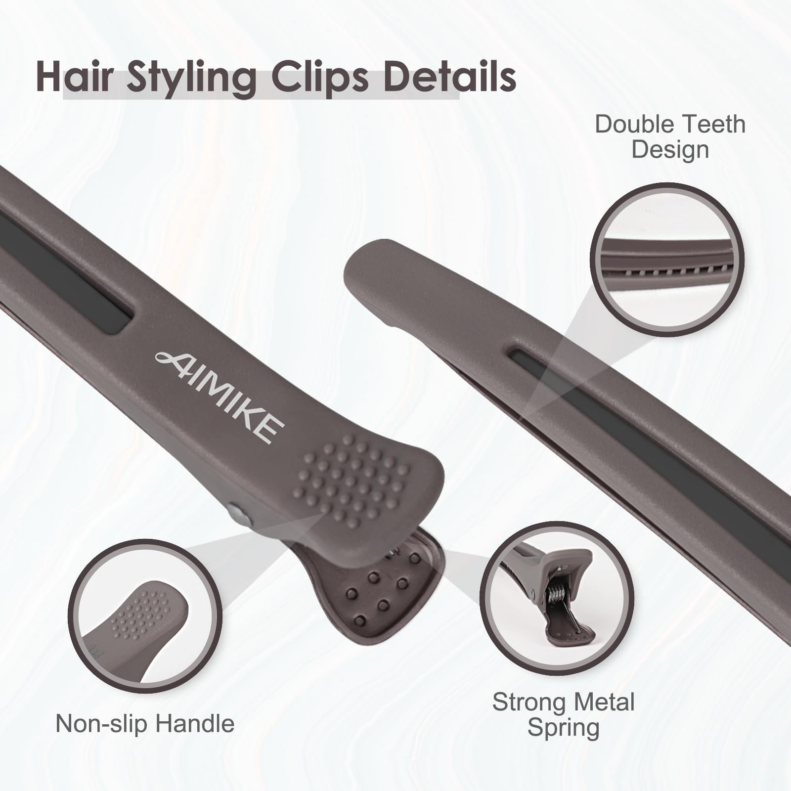 AIMIKE 6pcs Hair Styling Clips - Salon Sectioning & Cutting Clips with Silicone Band, No Crease Duck Billed Design - Image 4