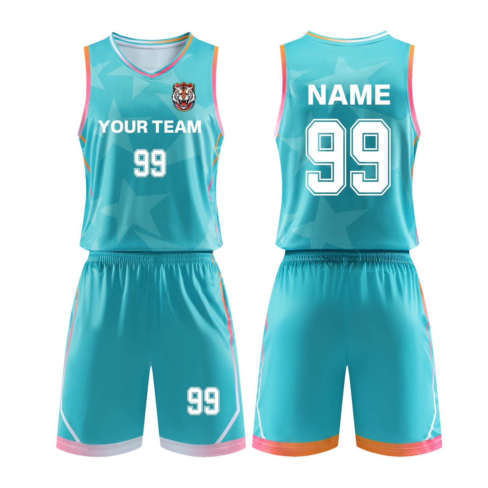 ORYG Custom Boys Girls Basketball Jerseys Personalized Adult Basketball Jersey Printed with Your Name Number Team Name Logo Lake Blue